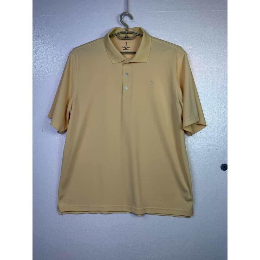 Bobby Jones Performance Golf Polo Shirt Mens Sz XL‎ Yellow Golfer Logo Sports